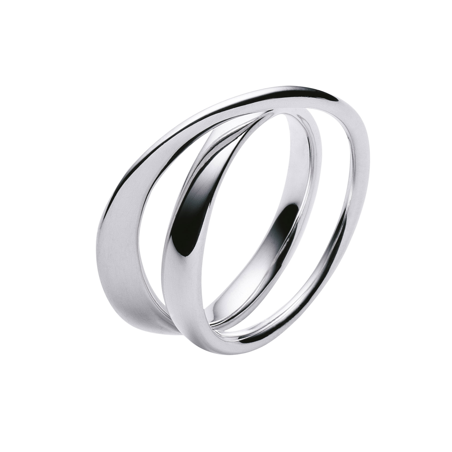 A polished, sterling silver double loop ring from Georg Jensen's Möbius collection.