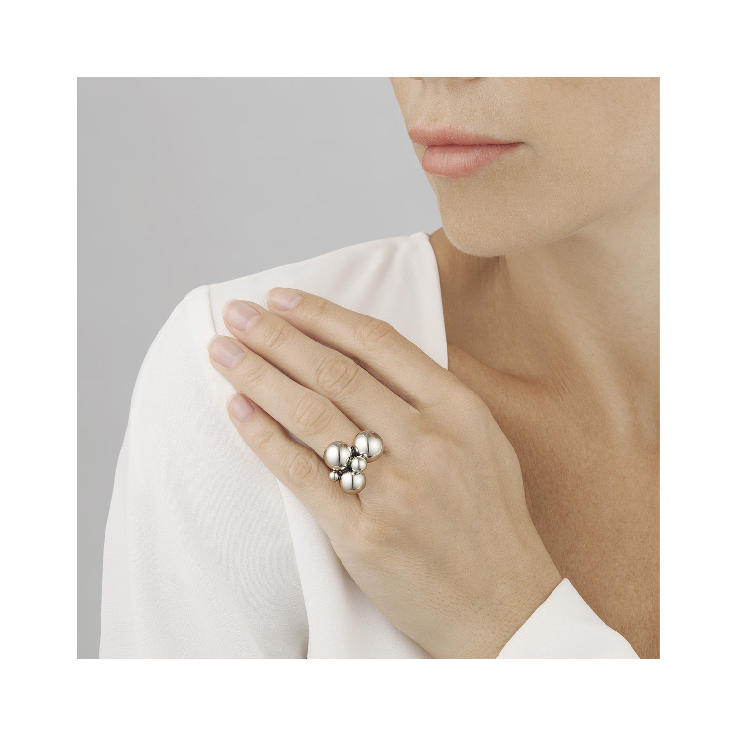 Georg Jensen, Sterling Silver Moonlight Grapes Dress Ring An oxidised sterling silver dress ring from Georg Jensen's Moonlight Grapes collection.