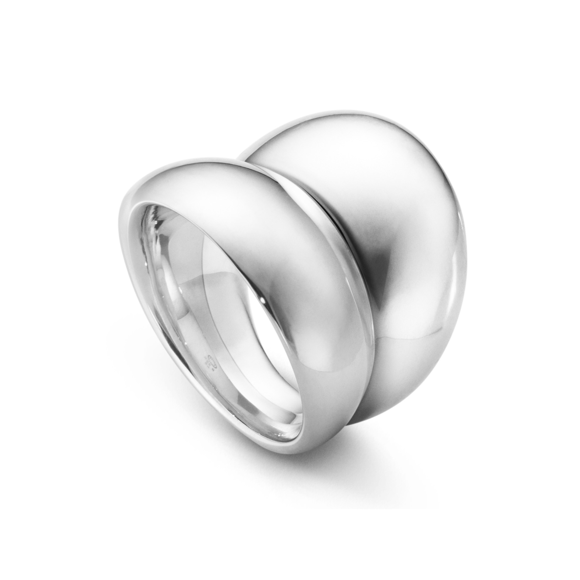 A sterling silver, polished large ring belonging to Georg Jensen's Curve collection.