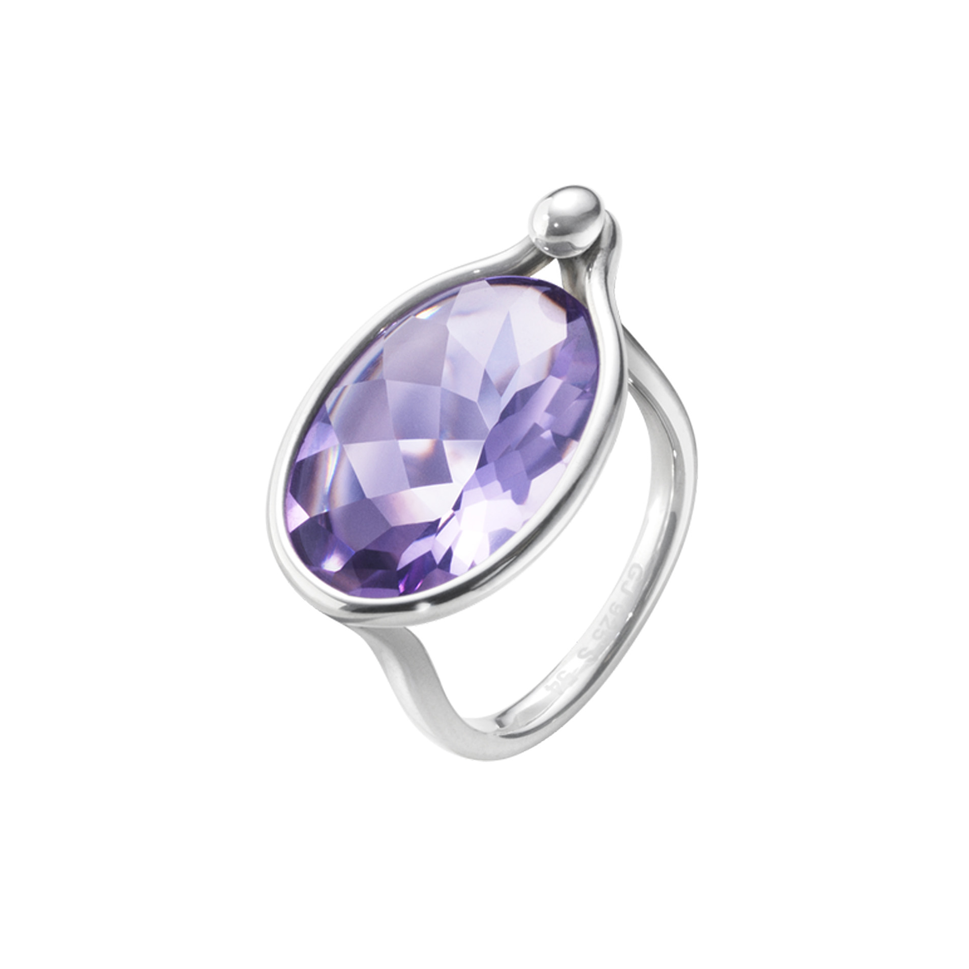 A sterling silver ring set with a single amethyst stone from Georg Jensen's Savannah collection.