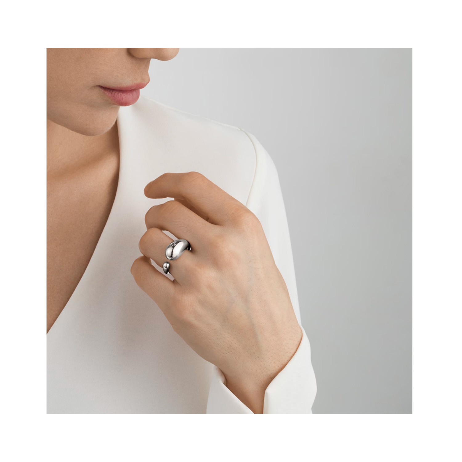 Georg Jensen, Sterling Silver Large Mercy Ring A sterling silver, polished large open ring belonging to Georg Jensen’s Mercy collection.