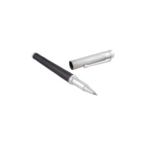 A sterling silver and black leather ballpoint pen by Marlborough Giftware.