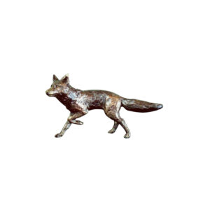 Made from solid foundry bronze, this piece depicts a fox standing and lifting one leg.