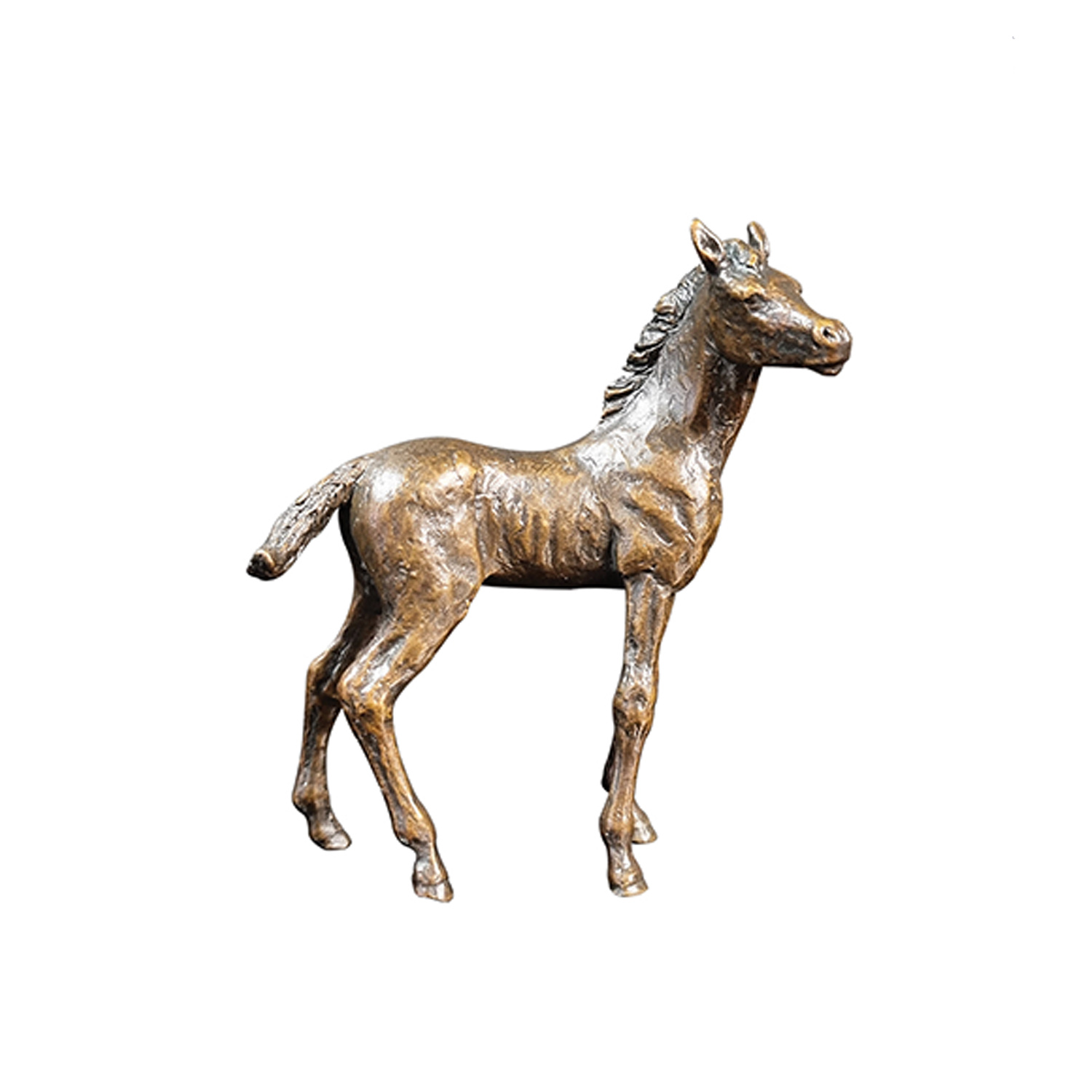 Mare & Foal Figurines by Richard Cooper Bronze Made from solid foundry bronze, these pieces depict a mare standing with her foal.