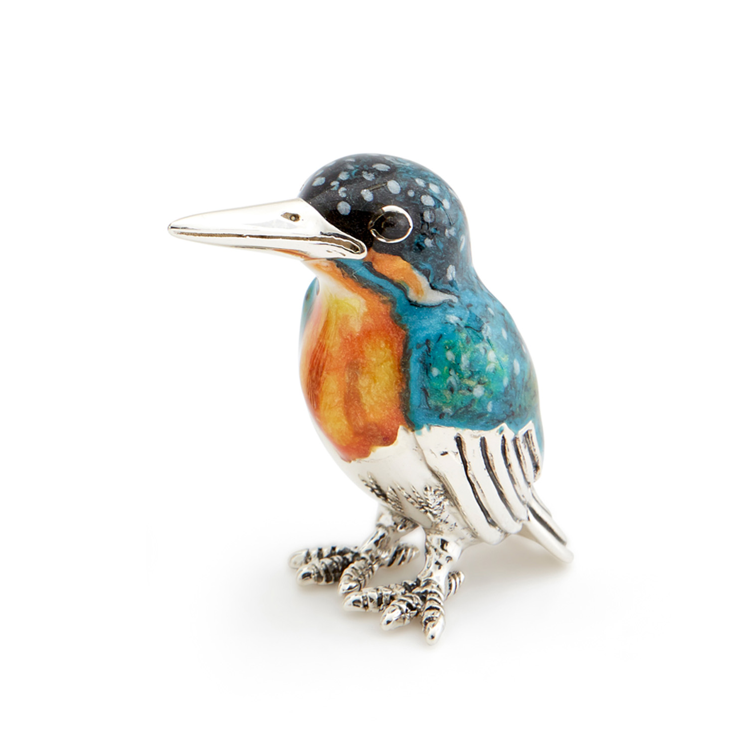 A sterling silver kingfisher figurine from Saturno by Francis Howard.