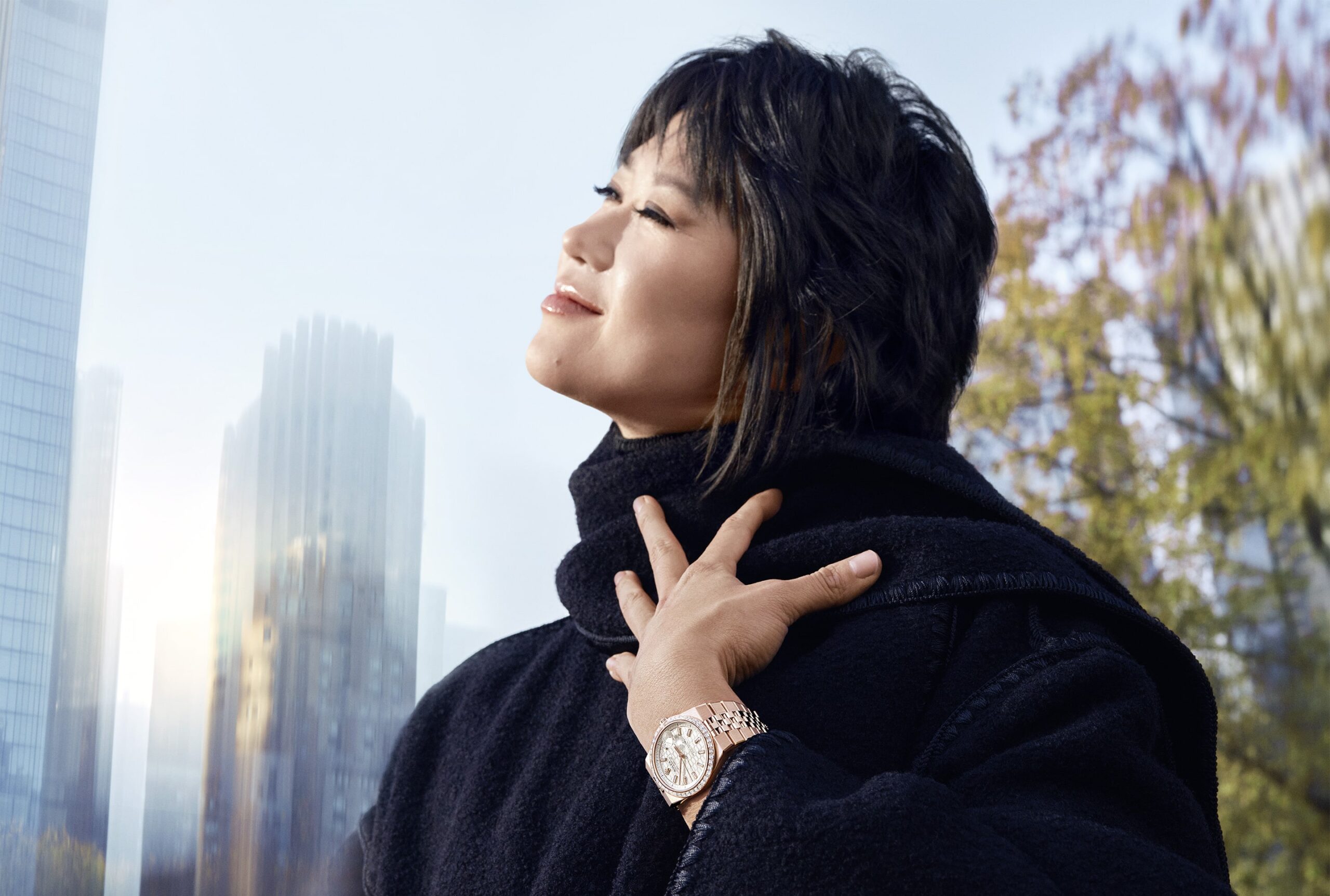 Yuja Wang wearing Rolex watch