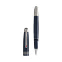 A Montblanc, Meisterstück Around The World In 80 Days LeGrand Rollerball pen crafted in dark blue precious resin and a clip featuring a red laquered heart.