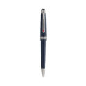 A Montblanc, Meisterstück Around The World In 80 Days Midsize Ballpoint pen crafted in dark blue precious resin and a clip featuring a red laquered heart.