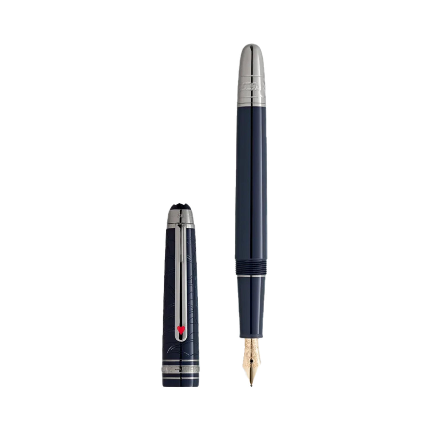 Montblanc, Meisterstück Around The World In 80 Days Classique Fountain Pen crafted in dark blue precious resin featuring a 14ct gold nib marked with 14/11 and 21/12 - a reminder of Mr Fogg's departure and return dates.