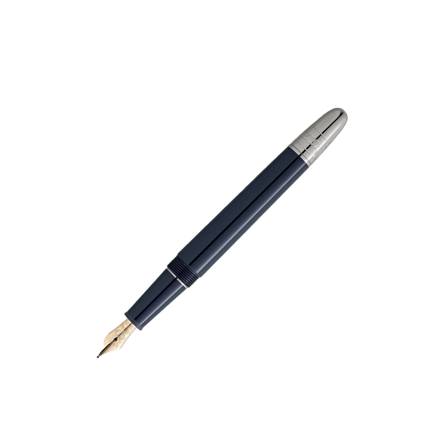 Montblanc, Meisterstück Around The World In 80 Days Classique Fountain Pen crafted in dark blue precious resin featuring a 14ct gold nib marked with 14/11 and 21/12 - a reminder of Mr Fogg's departure and return dates.