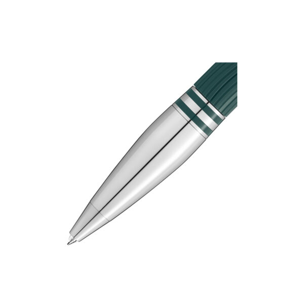 A Montblanc, StarWalker PolarGreen Doué Ballpoint pen crafted in dark green precious resin with platinum-coated fittings and a transparent resin cap top that glows in low light.