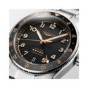 Longines, Spirit Zulu Time with a 39mm stainless steel case and bracelet strap with a GMT and date function featuring a black matte dial and bezel.
