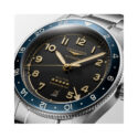 Longines, Spirit Zulu Time GMT Date with a 42mm stainless steel case and bracelet strap featuring a GMT and date function with an anthracite dial and blue bezel.