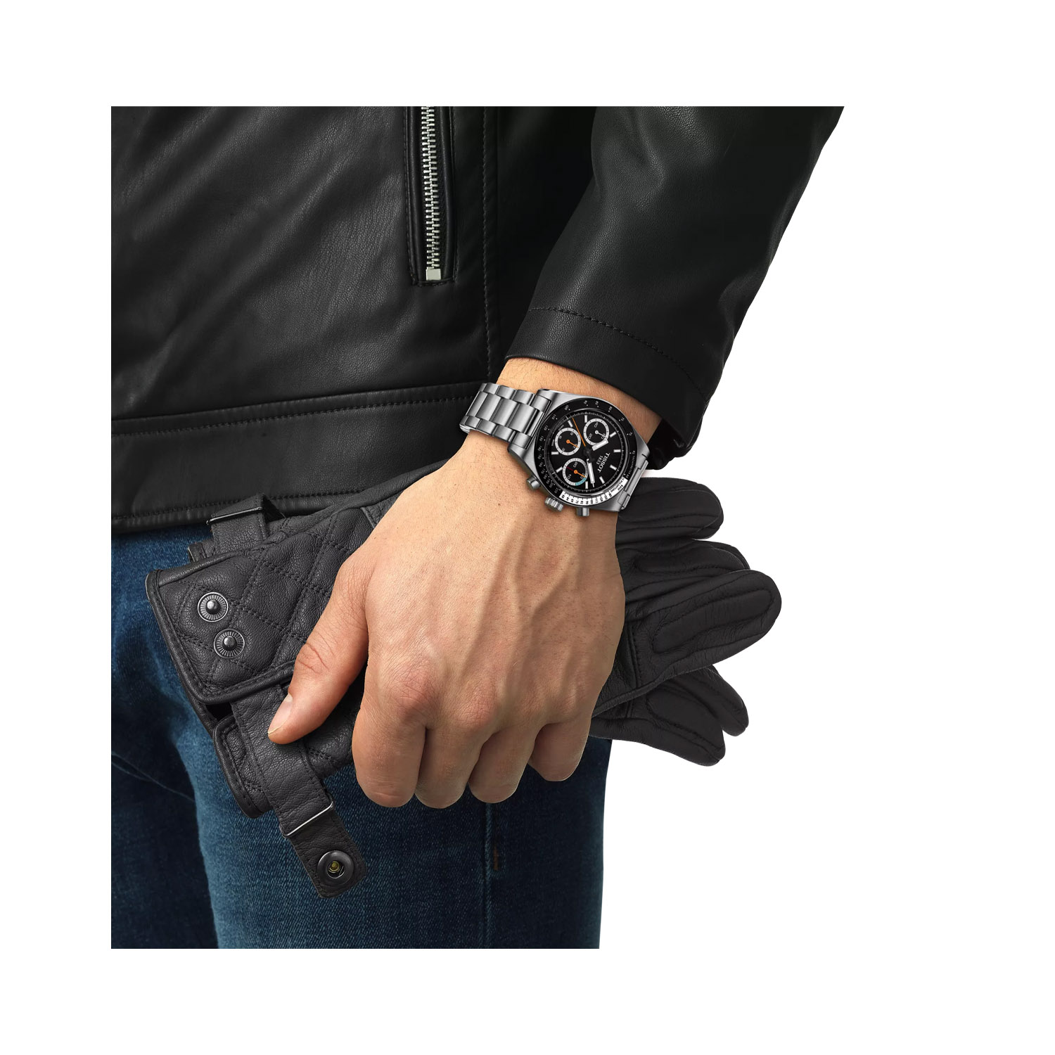 Tissot, PR516 Black, Mechanical Men's Watch Tissot, PR516 with a 41mm stainless steel case and bracelet strap featuring a chronograph with a black dial and black and white bezel.