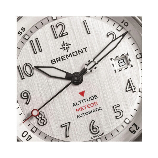 Bremont, Altitude MB Meteor with a 42mm titanium case and bracelet strap featuring a date function and a silver dial.