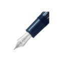 A Montblanc, Meisterstück The Origin Collection LeGrand Fountain Pen crafted in blue precious resin with platinum coated fittings featuring a rhodium-coated solid gold nib displaying the number 100 and the years 1924 and 2024.