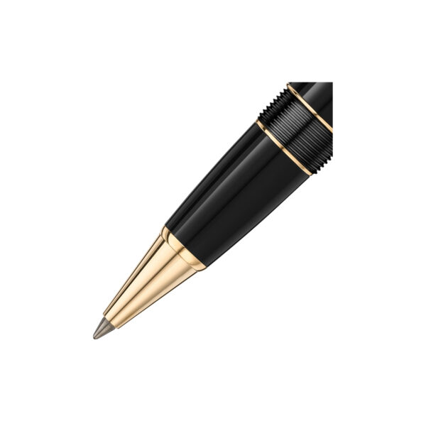A Montblanc, Meisterstück Around the World in 80 Days LeGrand Rollerball pen crafted in anthracite precious resin and a clip featuring a red laquered heart.