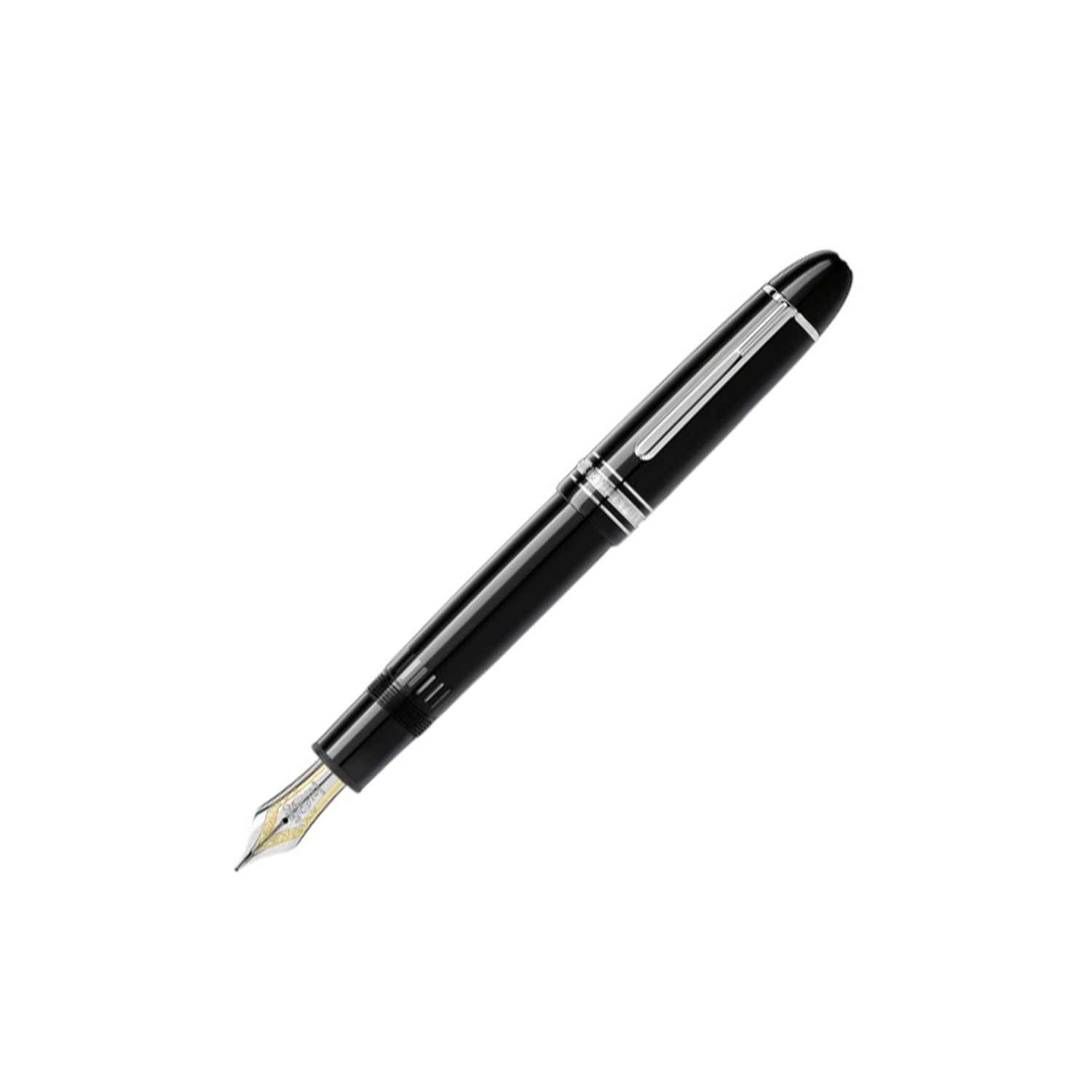 A Montblanc, Meisterstück Platinum-Coated 149 Fountain Pen crafted in black precious resin featuring a hand-crafted Au 750 18ct solid gold, rhodium-coated nib.