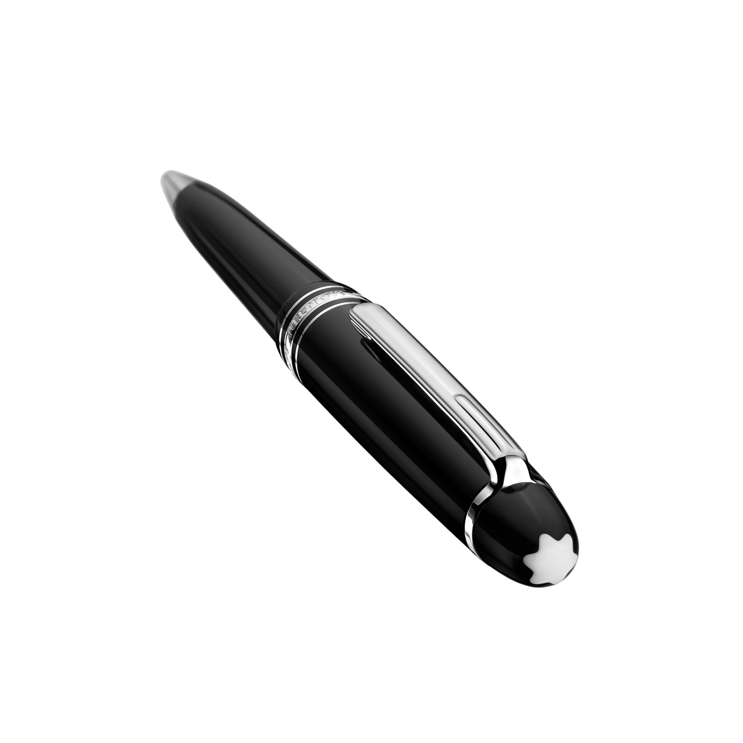 Montblanc, Meisterstück Platinum Line Midsize Ballpoint Pen A Montblanc, Meisterstück Platinum Line Midsize Ballpoint Pen crafted in black precious resin featuring a platinum-coated clip with the Montblanc emblem on the cap top.