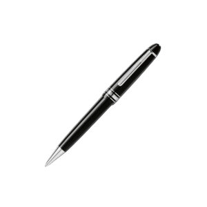 A Montblanc, Meisterstück Platinum Line Midsize Ballpoint Pen crafted in black precious resin featuring a platinum-coated clip with the Montblanc emblem on the cap top.