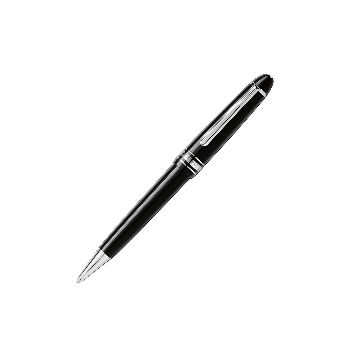 Montblanc, Meisterstück Platinum Line Midsize Ballpoint Pen A Montblanc, Meisterstück Platinum Line Midsize Ballpoint Pen crafted in black precious resin featuring a platinum-coated clip with the Montblanc emblem on the cap top.