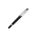 A Montblanc, StarWalker Doué Fineliner pen crafted in black precious resin with a platinum-coated cap and fittings and a blue transluscent dome with the Montblanc emblem.