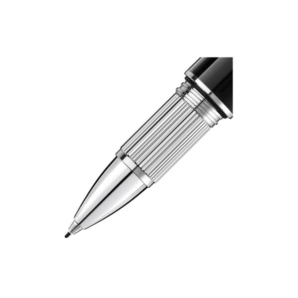 A Montblanc, StarWalker Doué Fineliner pen crafted in black precious resin with a platinum-coated cap and fittings and a blue transluscent dome with the Montblanc emblem.