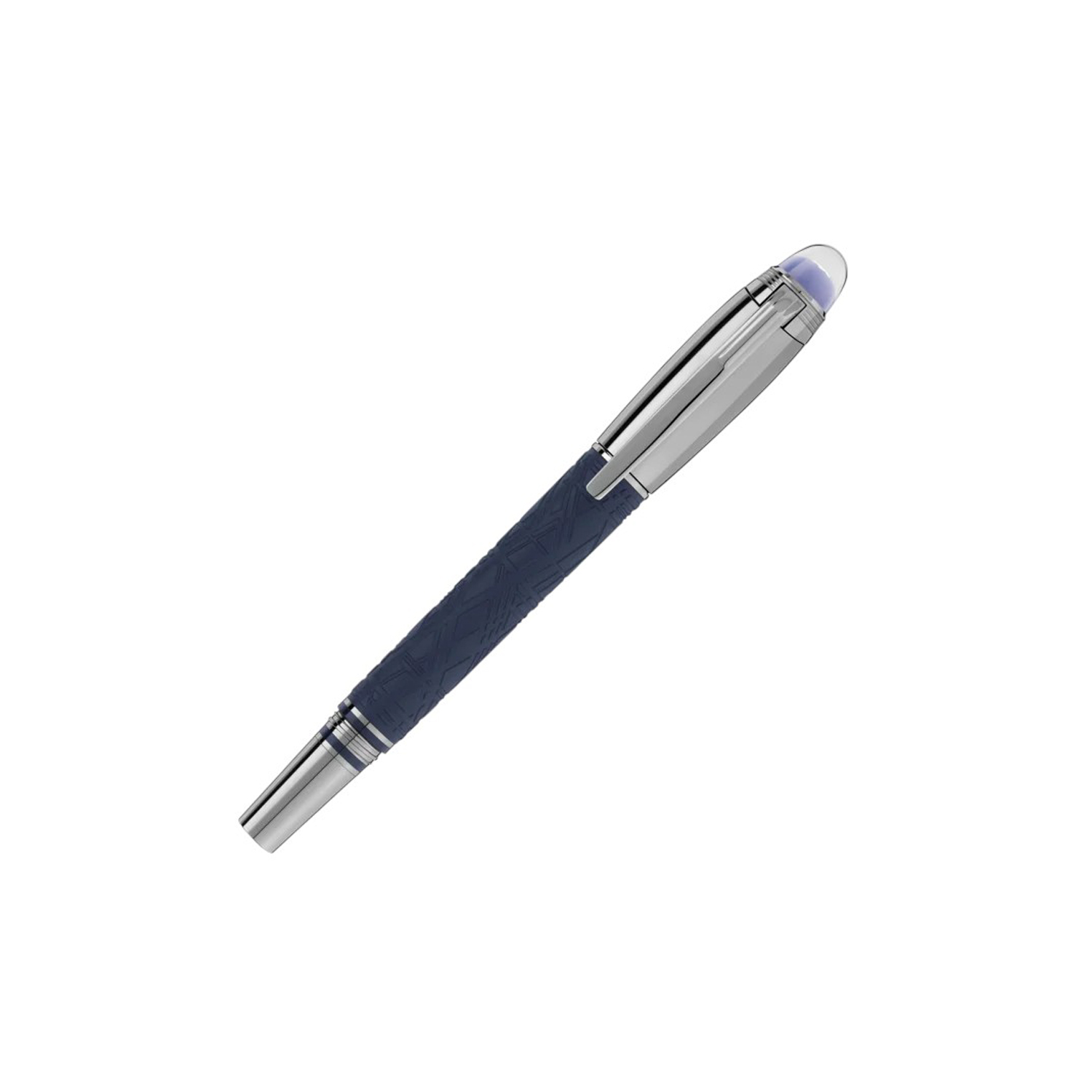 A Montblanc, StarWalker SpaceBlue Doué Fountain Pen crafted in deep space blue coloured precious resin with the metal cap and fittings coated in dark ruthenium and a handcrafted, rhutenium-coated Au585 gold nib.