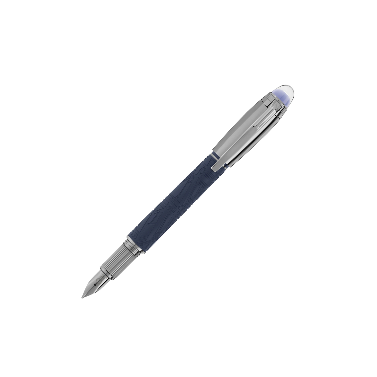 A Montblanc, StarWalker SpaceBlue Doué Fountain Pen crafted in deep space blue coloured precious resin with the metal cap and fittings coated in dark ruthenium and a handcrafted, rhutenium-coated Au585 gold nib.