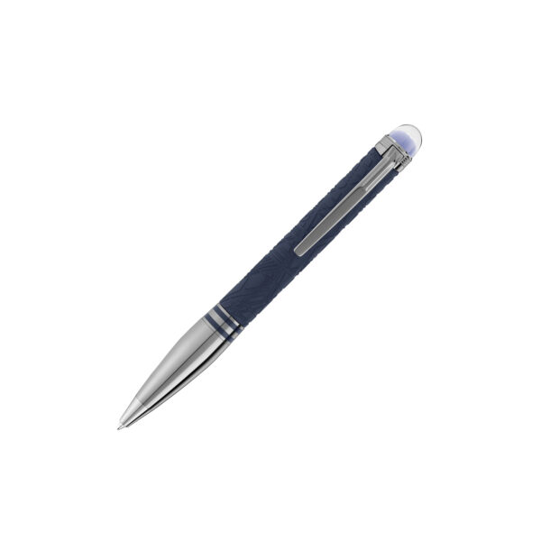 A Montblanc, StarWalker SpaceBlue Doué Ballpoint pen crafted in deep space blue coloured precious resin with the metal cap and fittings coated in dark ruthenium.