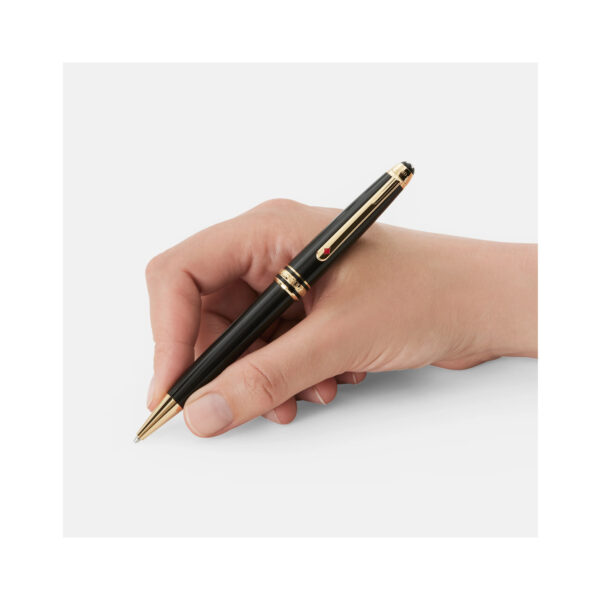 A Montblanc, Meisterstück Around The World In 80 Day Midsize Ballpoint pen crafted in anthracite precious resin and a clip featuring a red laquered diamond.