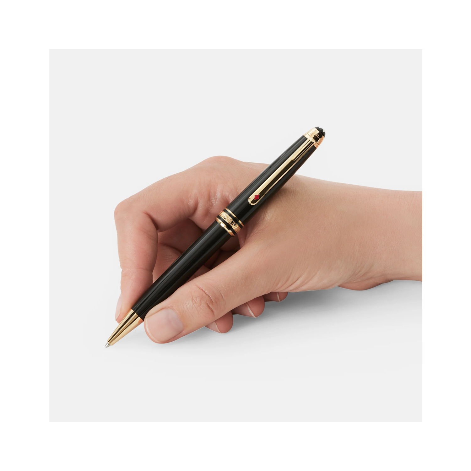 Montblanc, Meisterstück Around The World In 80 Day Midsize Ballpoint A Montblanc, Meisterstück Around The World In 80 Day Midsize Ballpoint pen crafted in anthracite precious resin and a clip featuring a red laquered diamond.