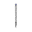 A Montblanc, StarWalker SpaceBlue Metal Fineliner pen with all metal parts coated in dark ruthenium with a deep space blue subdome on the cap top.