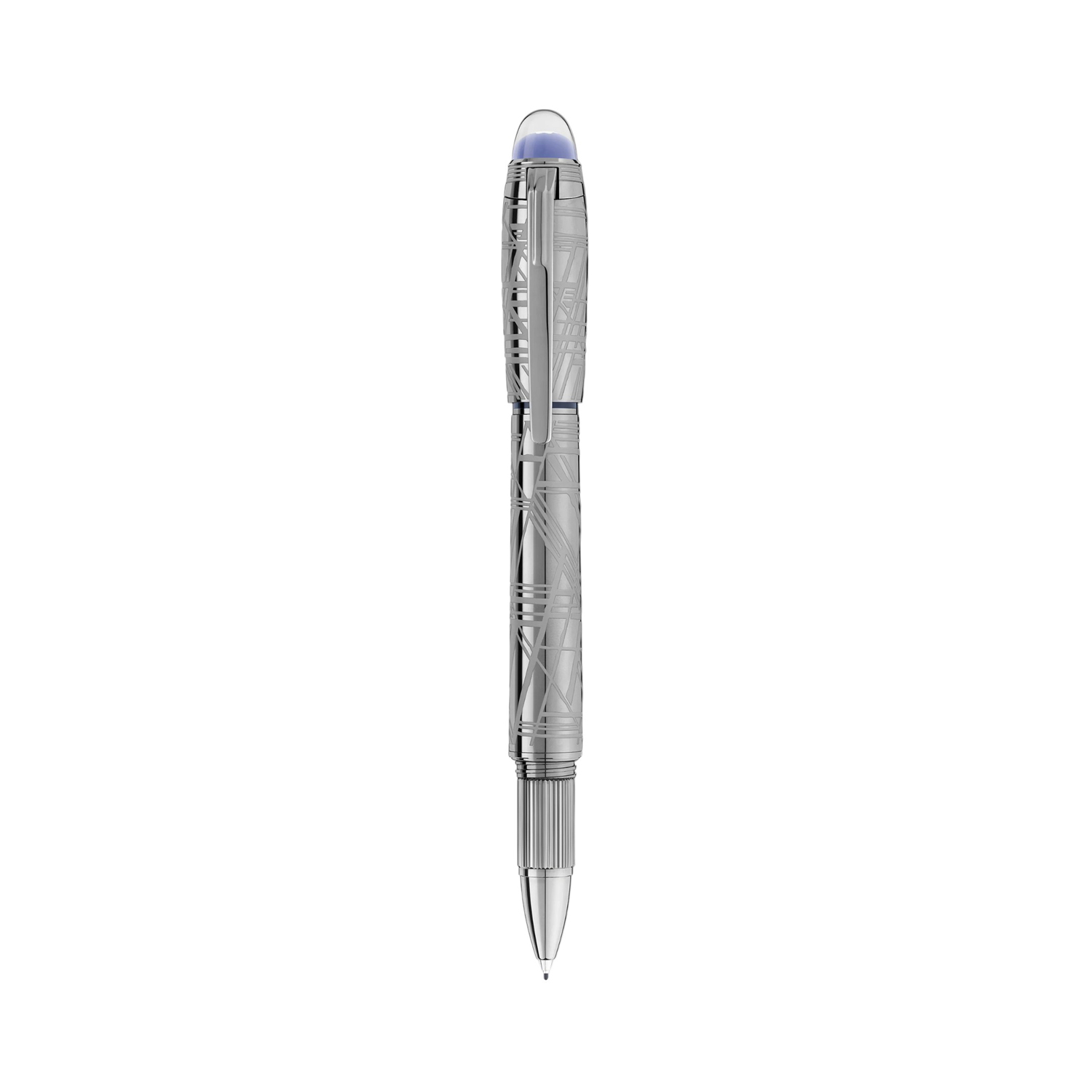 Montblanc, StarWalker SpaceBlue Metal Fineliner A Montblanc, StarWalker SpaceBlue Metal Fineliner pen with all metal parts coated in dark ruthenium with a deep space blue subdome on the cap top.
