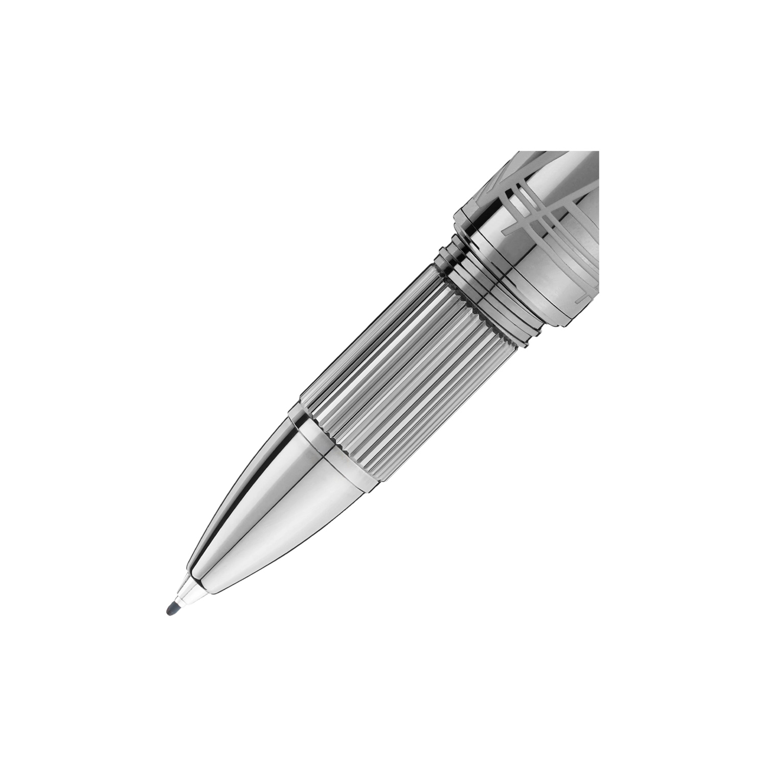 Montblanc, StarWalker SpaceBlue Metal Fineliner A Montblanc, StarWalker SpaceBlue Metal Fineliner pen with all metal parts coated in dark ruthenium with a deep space blue subdome on the cap top.