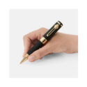 Montblanc, Great Characters Muhammad Ali Special Edition Ballpoint crafted in black precious resin with a clip is shaped like a boxing championship belt and a cap featuring various boxing design elements.