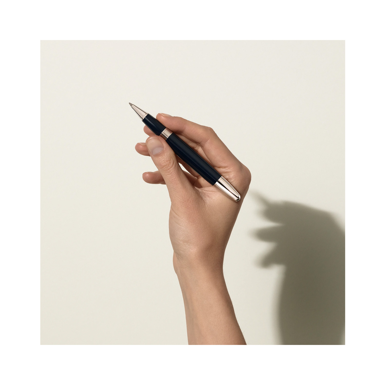 A Montblanc, Meisterstück The Origin Collection LeGrand Rollerball pen crafted in blue precious resin featuring platinum-coated fittings and clip.