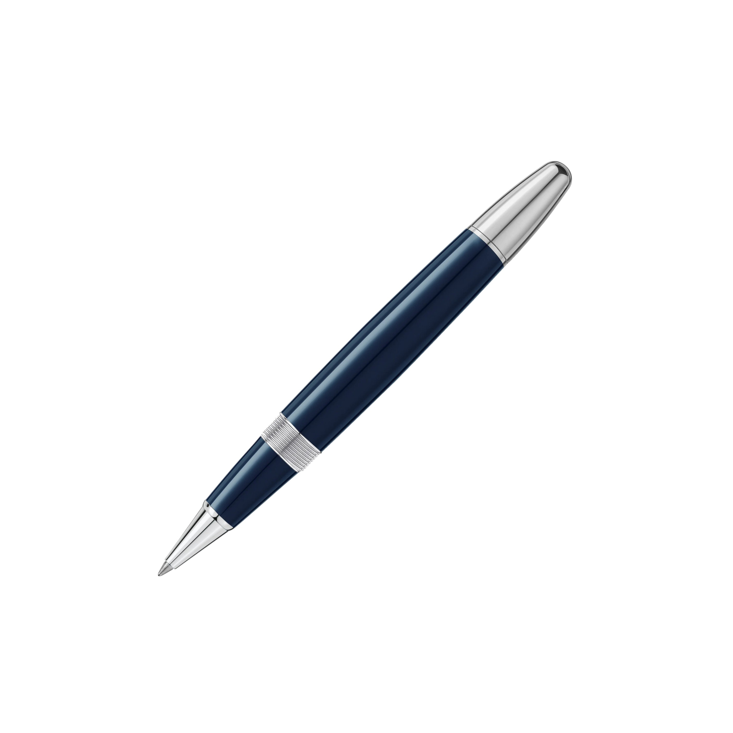 A Montblanc, Meisterstück The Origin Collection LeGrand Rollerball pen crafted in blue precious resin featuring platinum-coated fittings and clip.