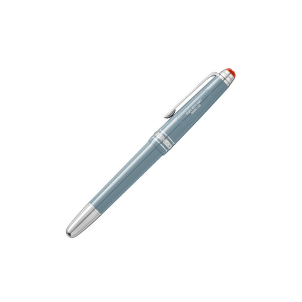 Montblanc, Meisterstück x Olympic Heritage 1924 Classique Fountain Pen crafted in grey precious resin featuring a platinum-coated clip and a Au585 14ct gold nib embellished with a ski jumper.