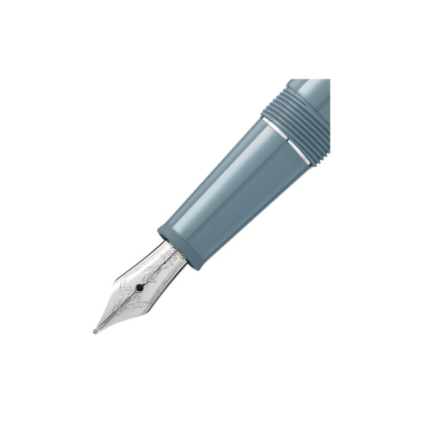 Montblanc, Meisterstück x Olympic Heritage 1924 Classique Fountain Pen crafted in grey precious resin featuring a platinum-coated clip and a Au585 14ct gold nib embellished with a ski jumper.
