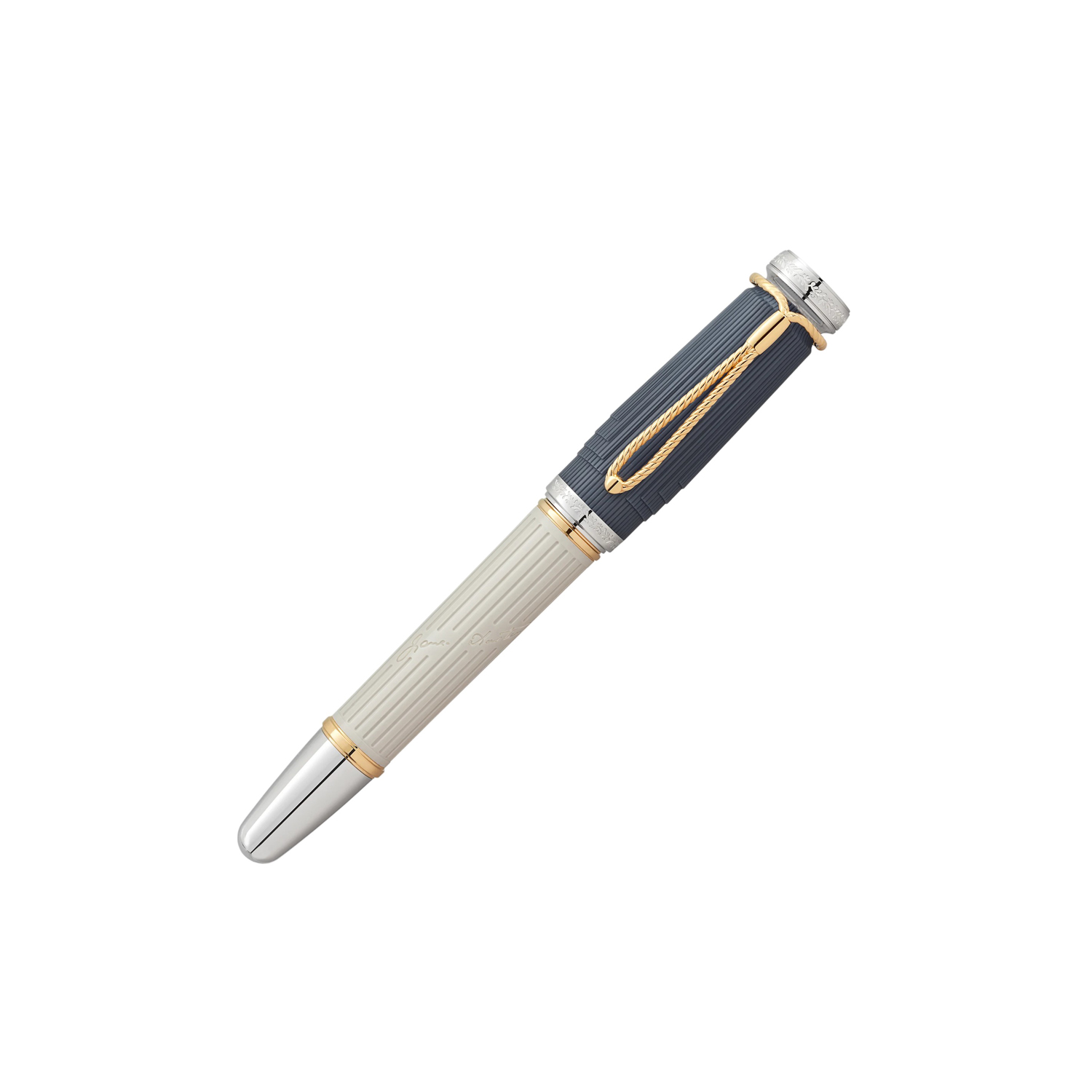 Montblanc, Writers Edition Homage to Jane Austen Limited Edition Fountain Pen Montblanc, Writers Edition Homage to Jane Austen Limited Edition Fountain Pen crafted from sandstone-grey precious resin featuring gold-coated rings and platinum-coated fittings with an Au 750, hand crafted gold nib.