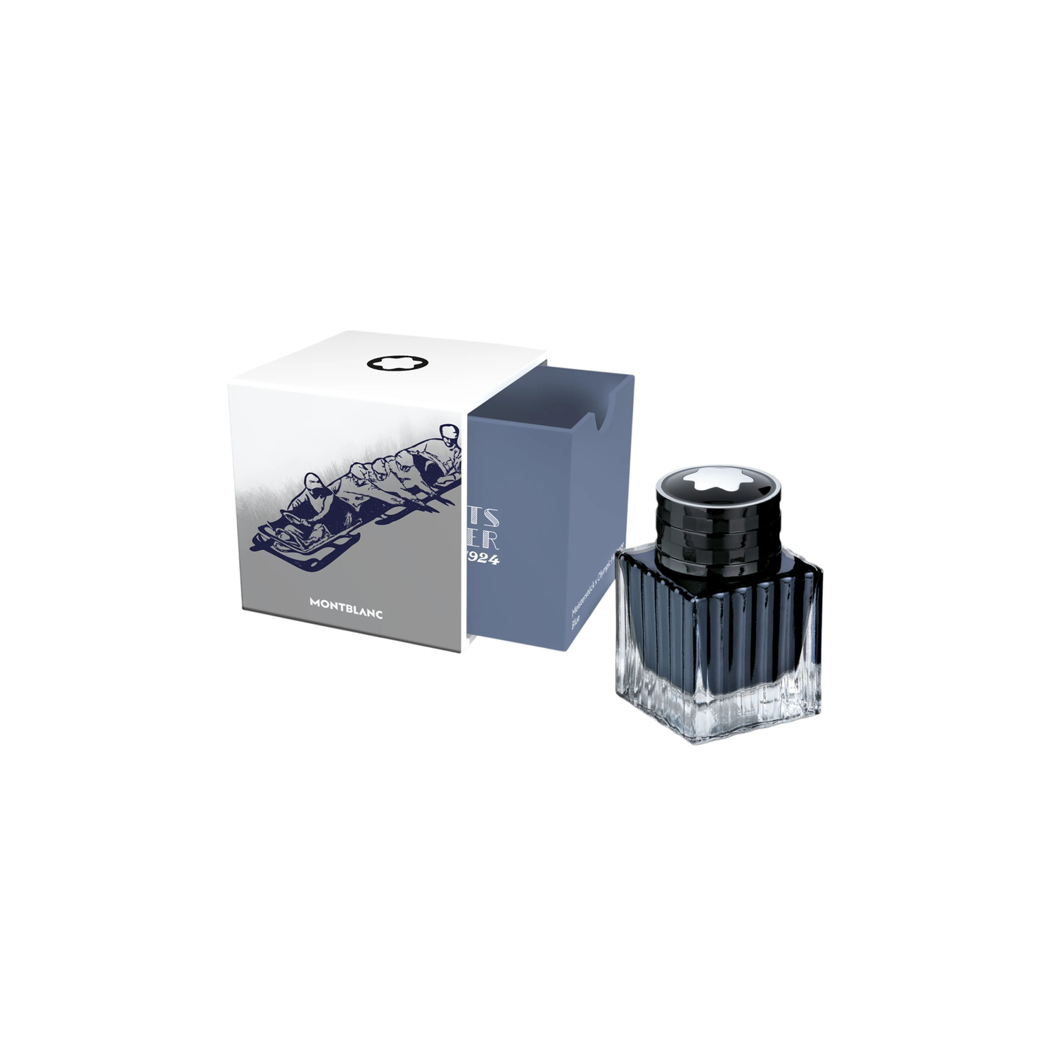 Montblanc, Ink Bottle Meisterstück x Olympic Heritage Chamonix 1924 with 50ml of blue ink.