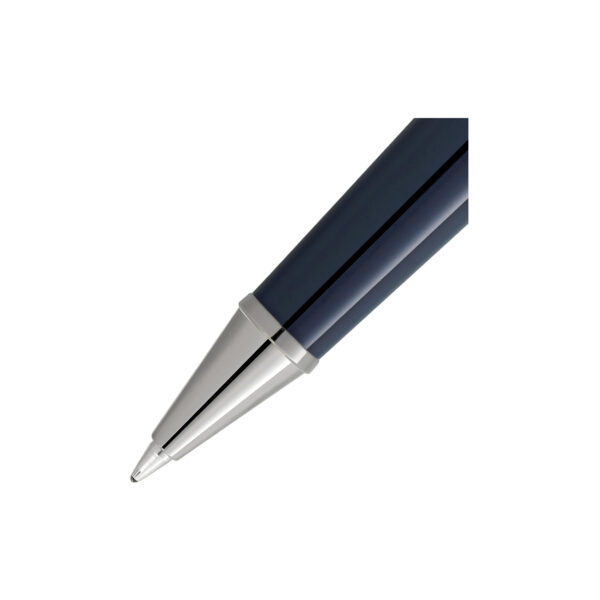 A Montblanc, Meisterstück Around The World In 80 Days Classique Rollerball pen crafted in dark blue precious resin and a clip featuring a red laquered heart.