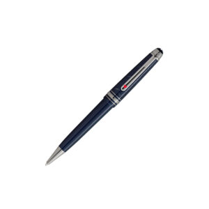 A Montblanc, Meisterstück Around The World In 80 Days Classique Ballpoint crafted in dark blue precious resin with a clip that features a red laquered heart.