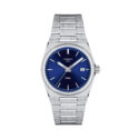 Tissot, PRX with a 35mm stainless steel case and bracelet strap featuring a date function and a blue dial.