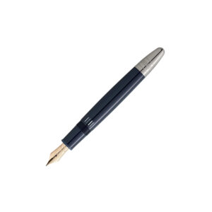 A Montblanc, Meisterstück Around The World In 80 Days LeGrand Fountain Pen crafted in dark blue precious resin featuring a 14ct gold nib marked with 14/11 and 21/12 – a reminder of Mr Fogg’s departure and return dates.