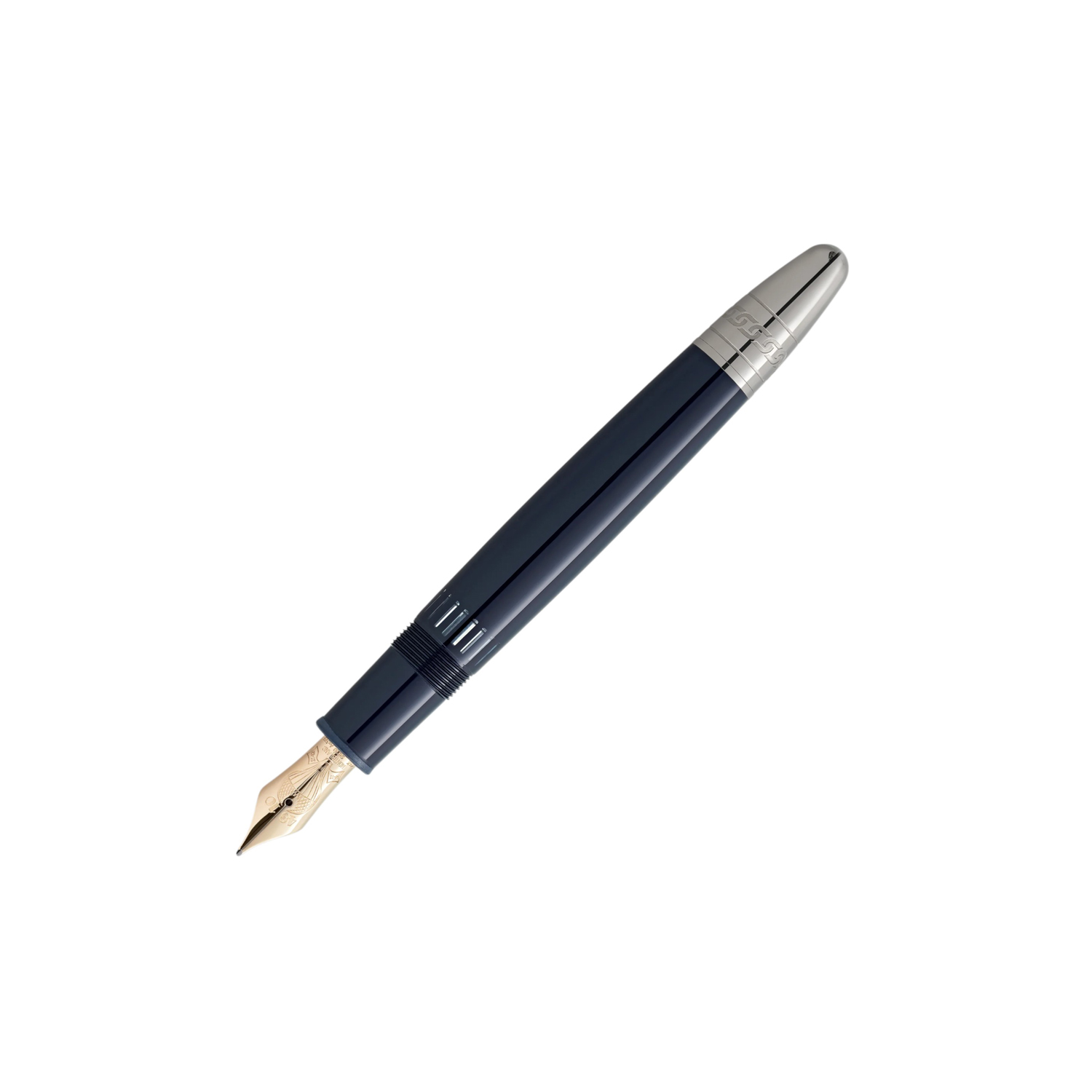 Montblanc, Meisterstück Around The World In 80 Days LeGrand Fountain Pen A Montblanc, Meisterstück Around The World In 80 Days LeGrand Fountain Pen crafted in dark blue precious resin featuring a 14ct gold nib marked with 14/11 and 21/12 – a reminder of Mr Fogg’s departure and return dates.