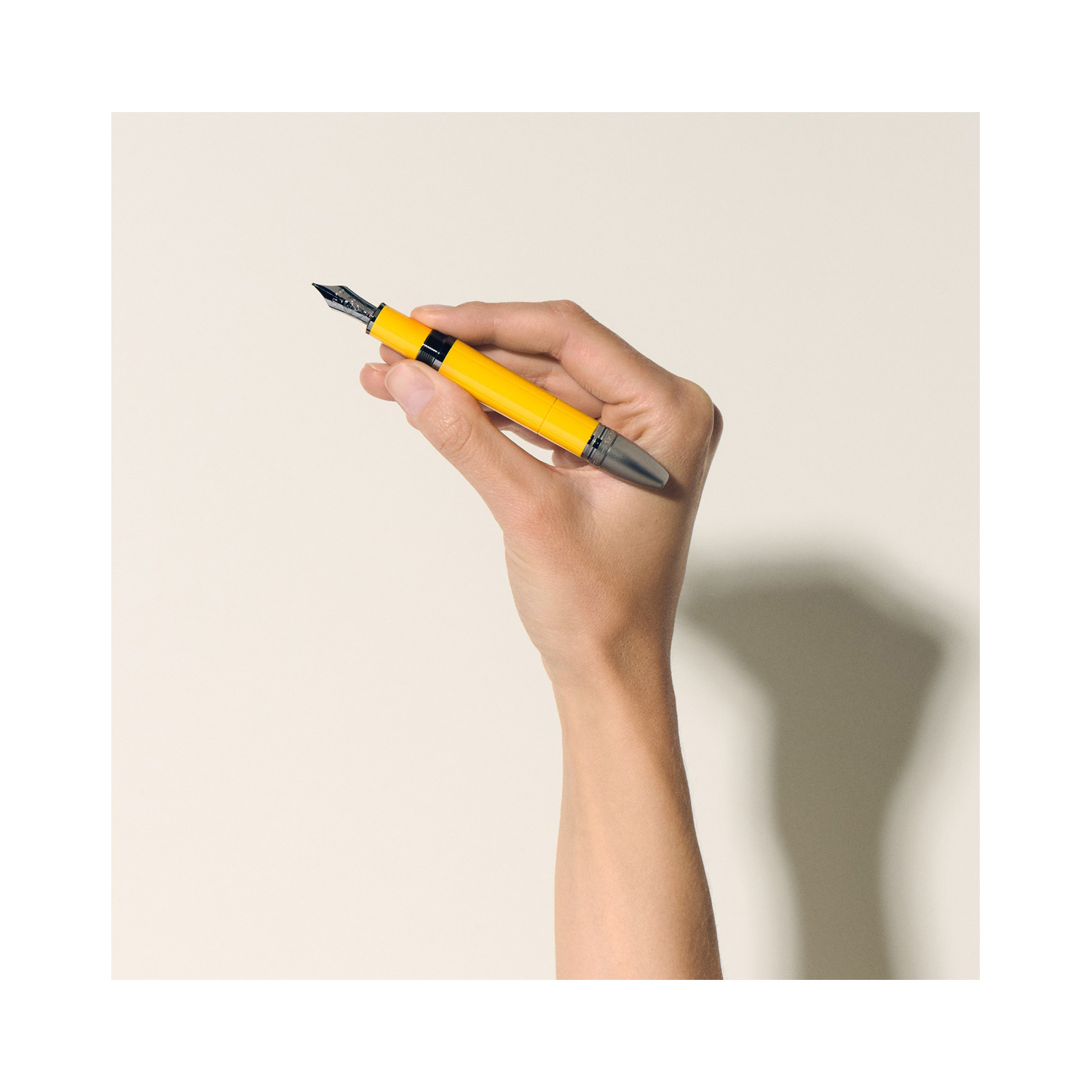 Montblanc, Great Characters Enzo Ferrari Special Edition Giallo Modena Fountain Pen crafted in yellow precious resin with engraving on the cone and clip and featuring an Au 585 solid gold, ruthenium-coated nib.