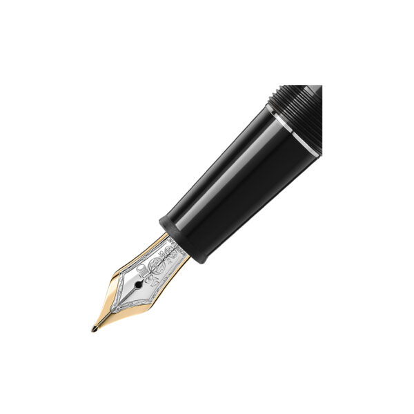A Montblanc, Meisterstück Classique Platinum-Coated Fountain Pen crafted in black precious resin with platinum-coated details, surmounted by the white star emblem and finished with a hand crafted Au 585 14ct solid gold, rhodium coated nib.