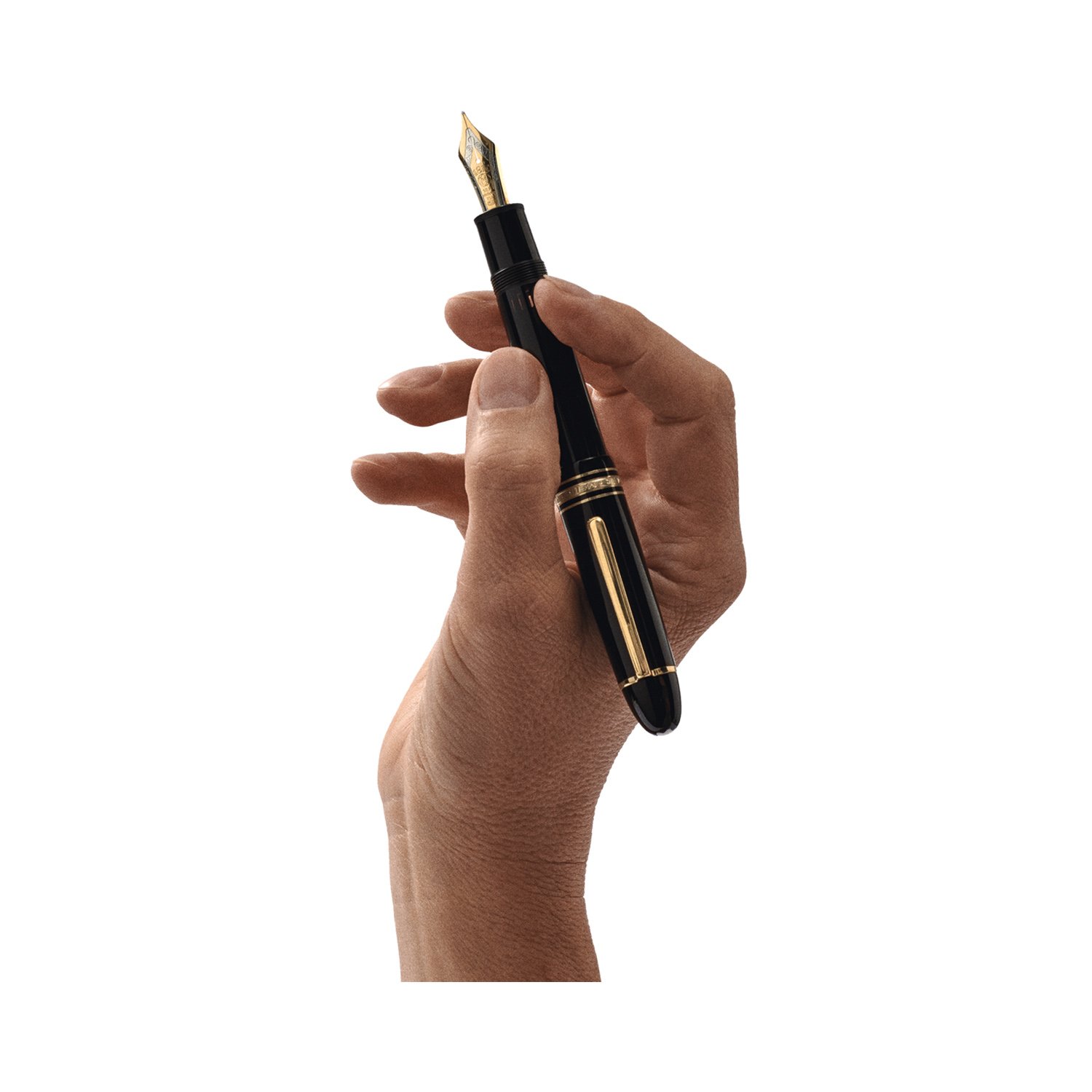 Montblanc, Meisterstück Gold-Coated 149 Fountain Pen A Montblanc, Meisterstück Gold-Coated 149 Fountain Pen crafted in black precious resin and gold-coated details, surmounted by the Montblanc star emblem featuring a hand crafted Au 750 solid gold nib.